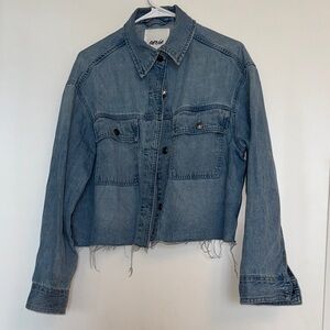 Aerie Light Blue Denim cropped shacket size medium